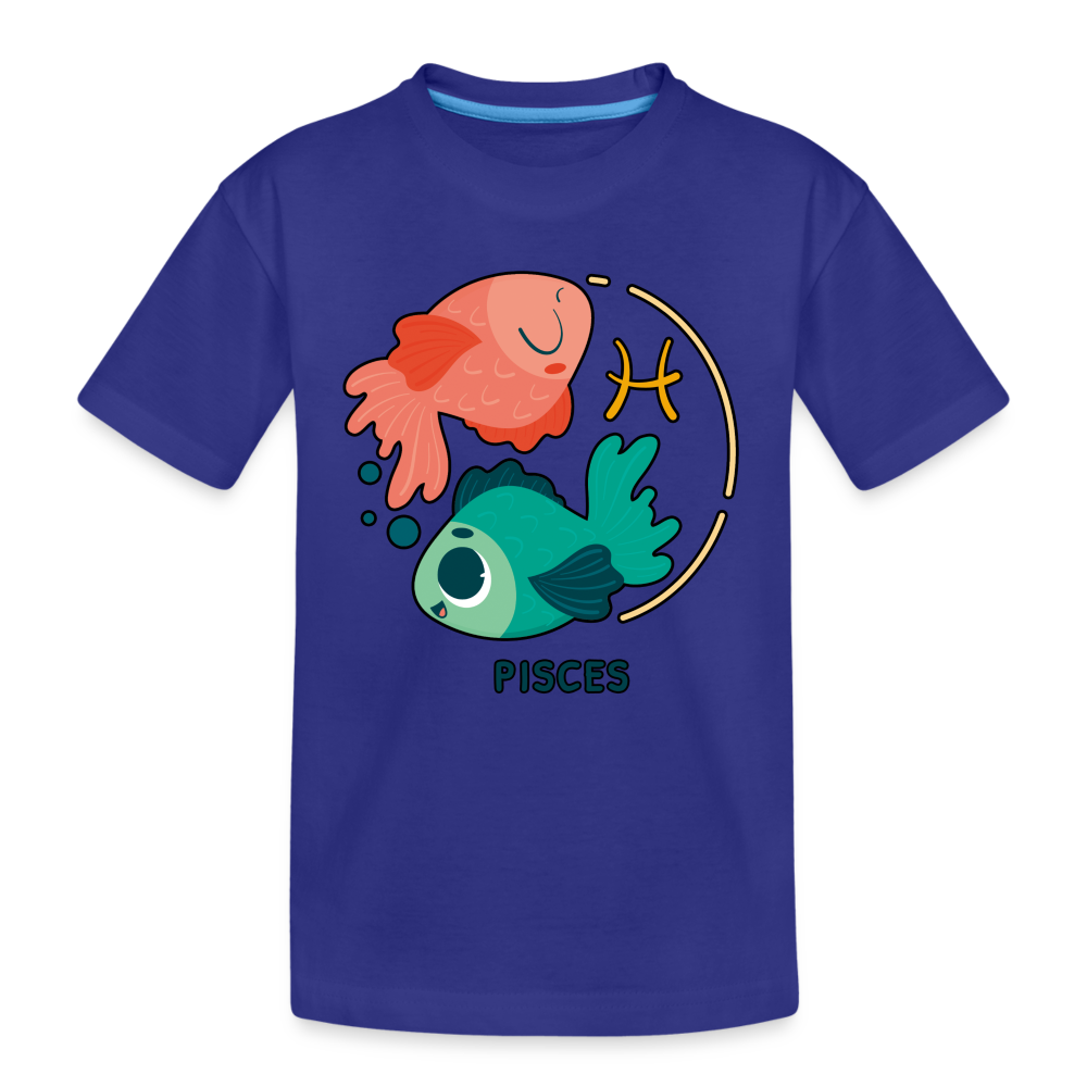 Kid’s Cartoony Pisces Premium Organic T-Shirt - royal blue