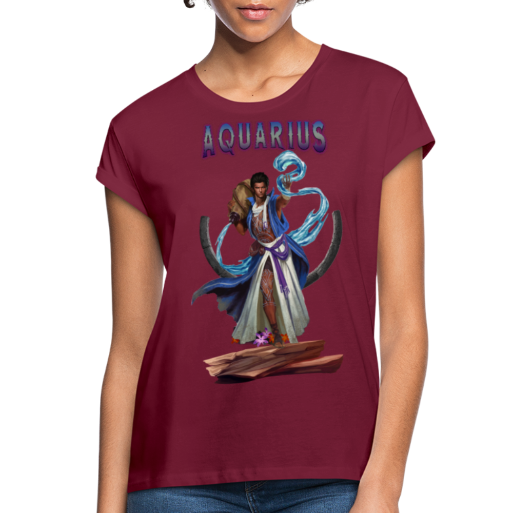 Women's Aquarius Relaxed Fit T-Shirt - burgundy