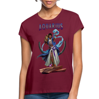 Thumbnail for Women's Aquarius Relaxed Fit T-Shirt - burgundy