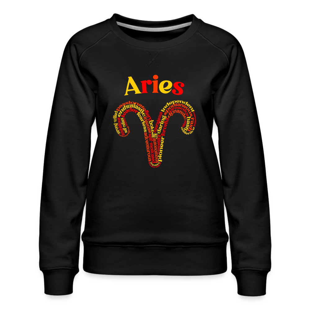 Women's Power Words Aries Premium Sweatshirt - black