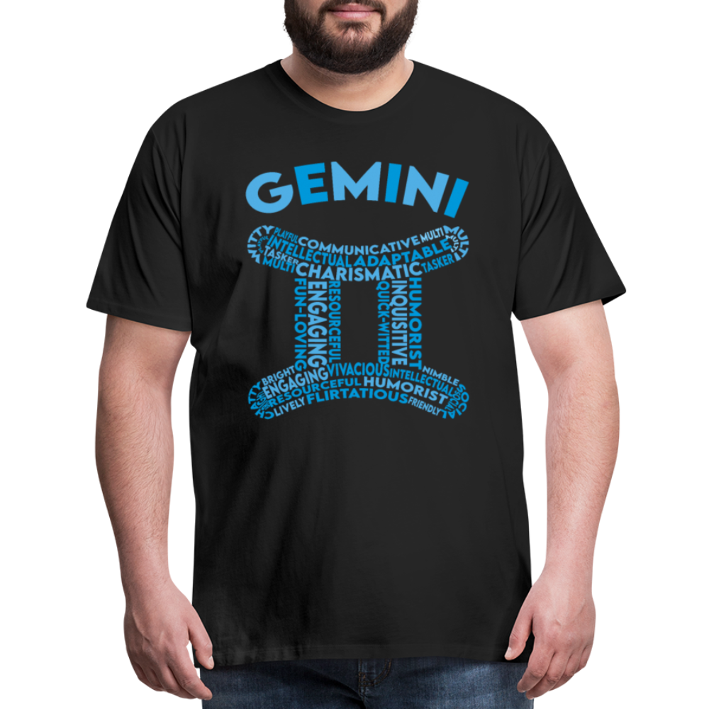 Men's Power Words Gemini Premium T-Shirt - black