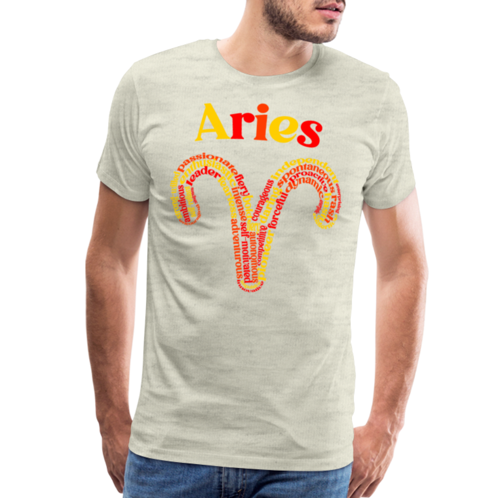 Men's Power Words Aries Premium T-Shirt - heather oatmeal