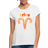 Thumbnail for Women's Power Words Aries Relaxed Fit T-Shirt - white