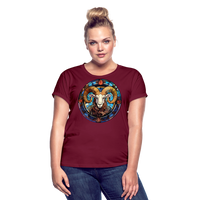 Thumbnail for Women's Mosaic Aries Relaxed Fit T-Shirt - burgundy