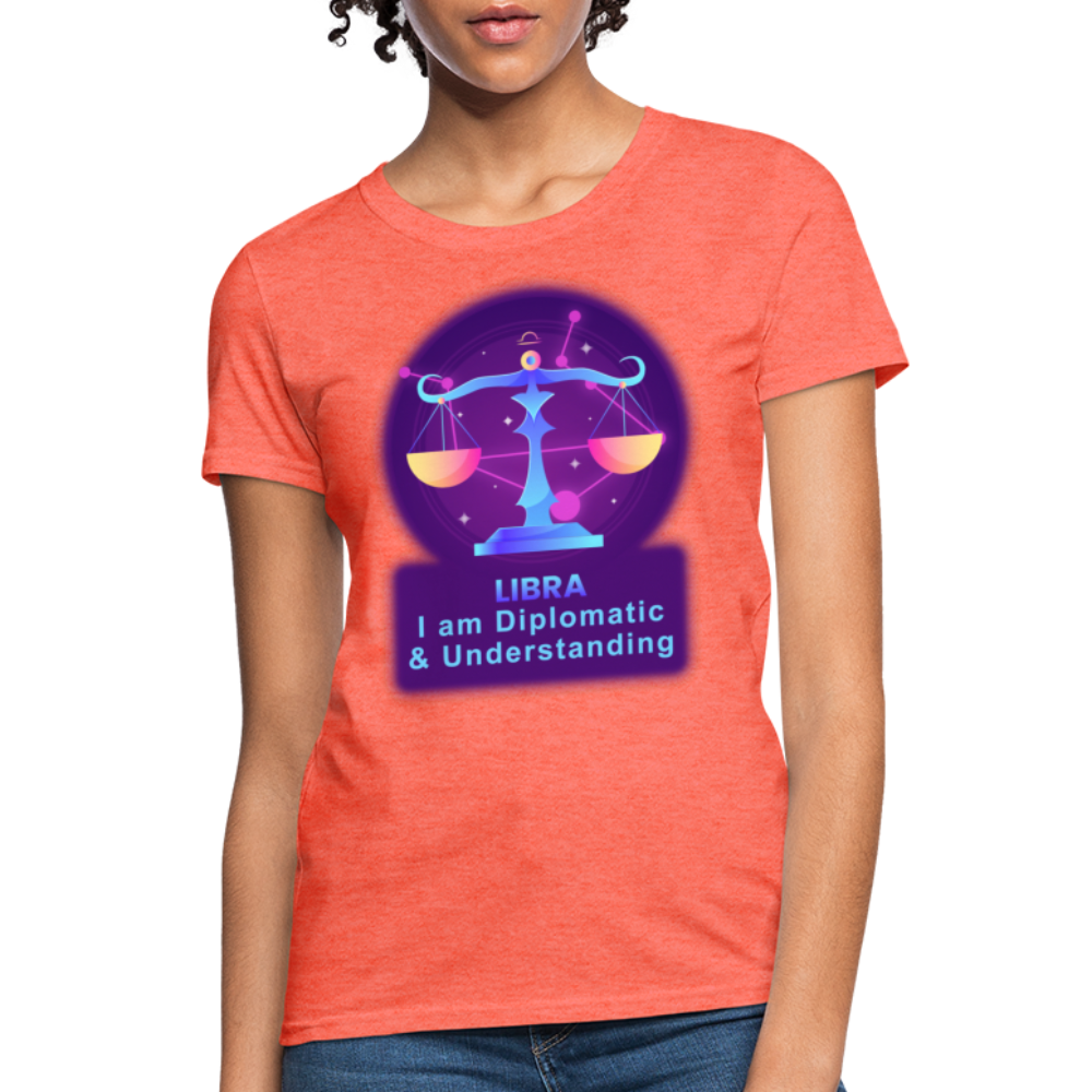 Women's Neon Libra T-Shirt - heather coral