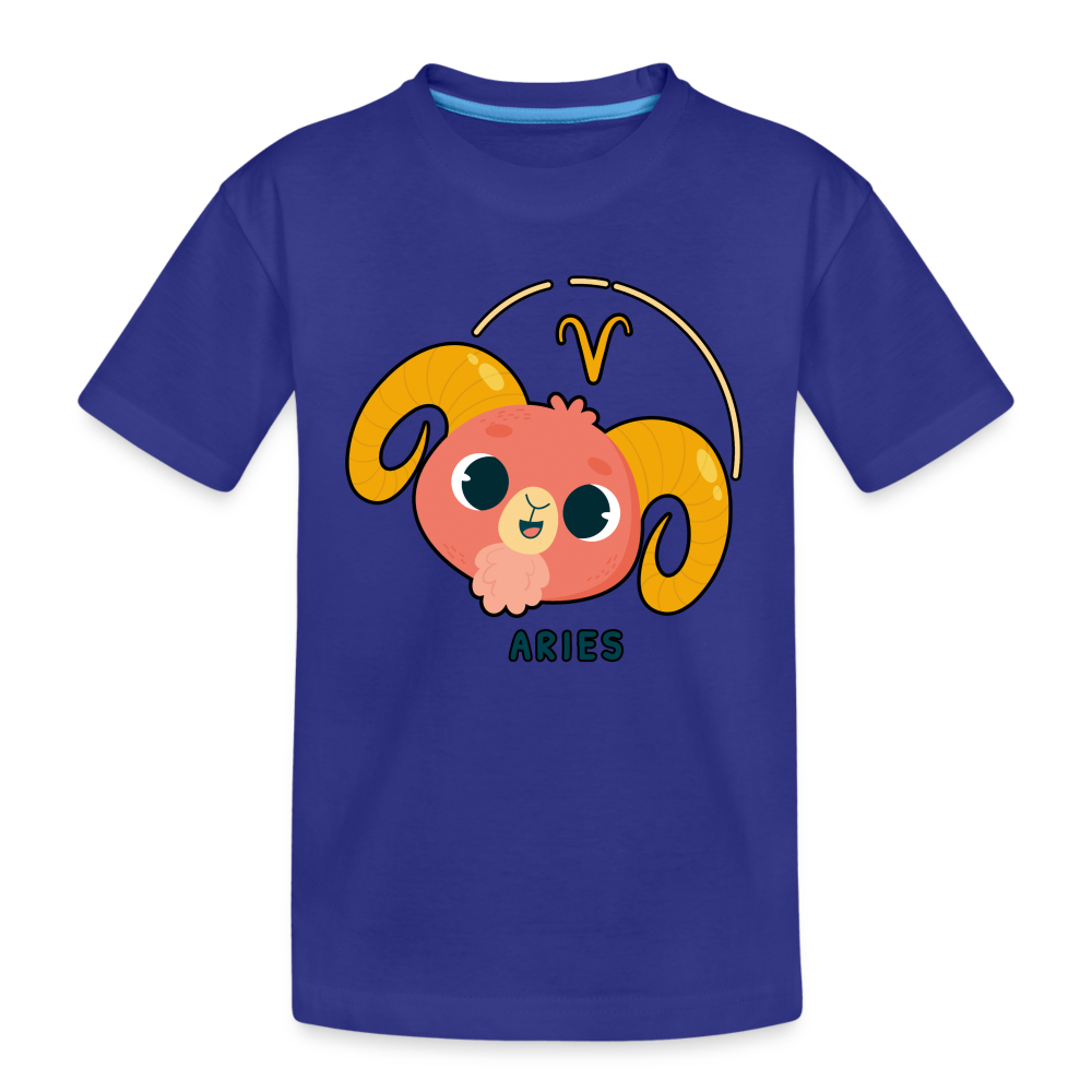 Kid’s Cartoony Aries Premium Organic T-Shirt - royal blue