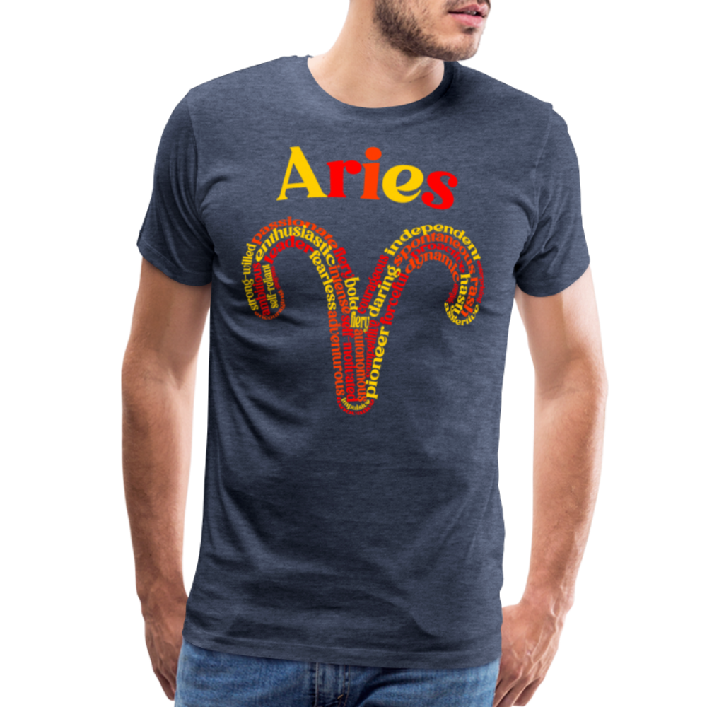 Men's Power Words Aries Premium T-Shirt - heather blue