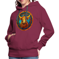 Thumbnail for Women’s Mosaic Taurus Premium Hoodie - burgundy