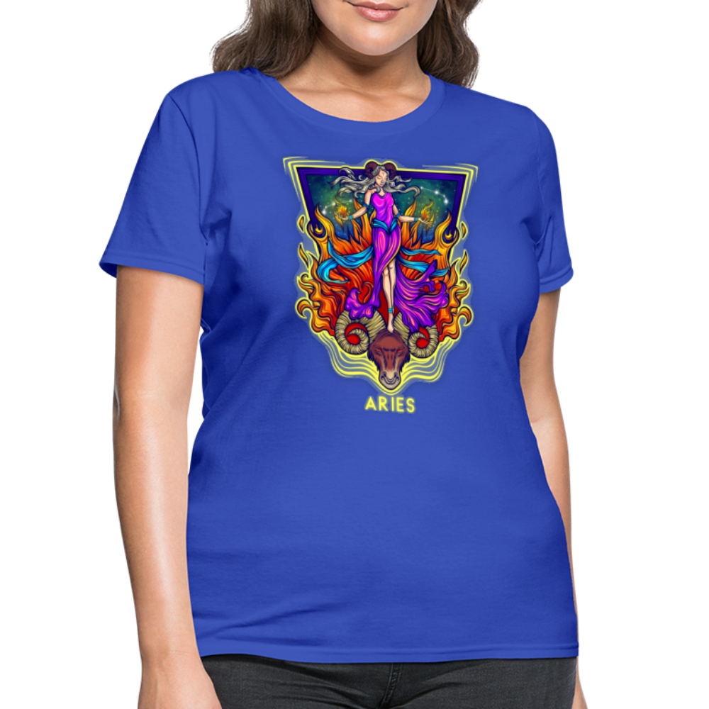 Women's Cosmic Aries Design T-Shirt - royal blue