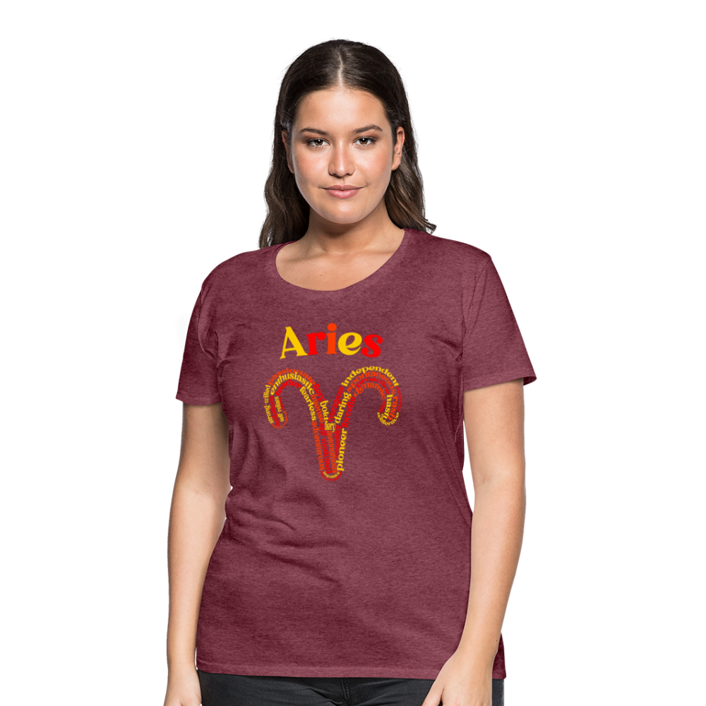 Women's Power Words Aries Premium T-Shirt - heather burgundy