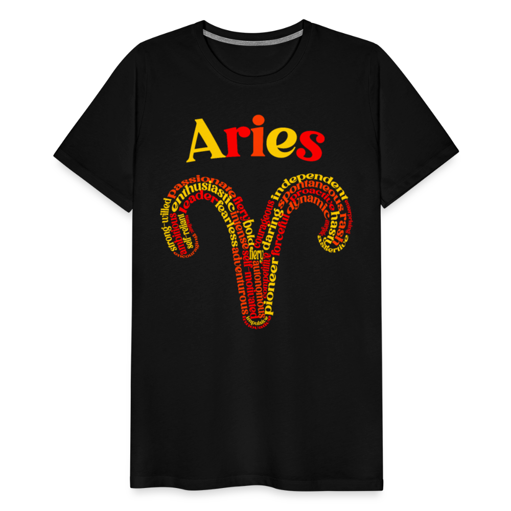 Men's Power Words Aries Premium T-Shirt - black