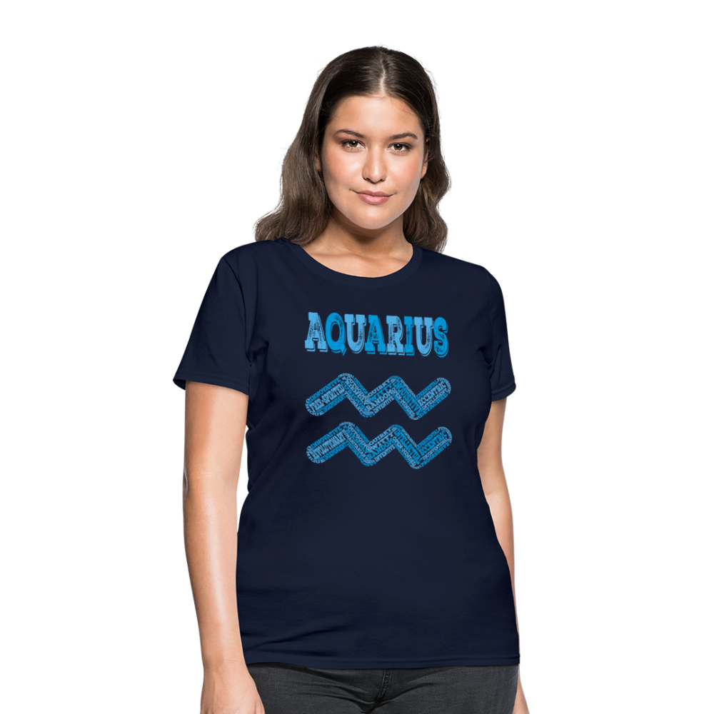 Women's Power Words Aquarius T-Shirt - navy