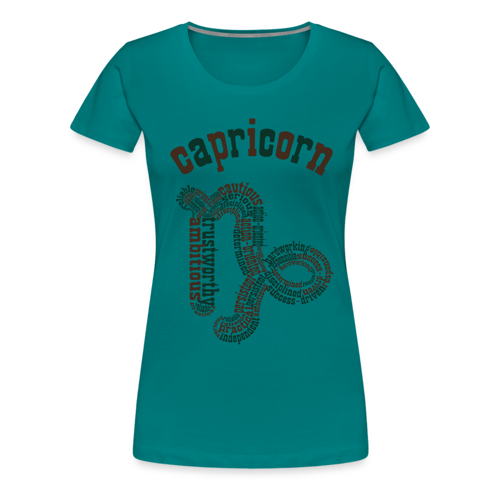 Women's Power Words Capricorn Premium T-Shirt - teal