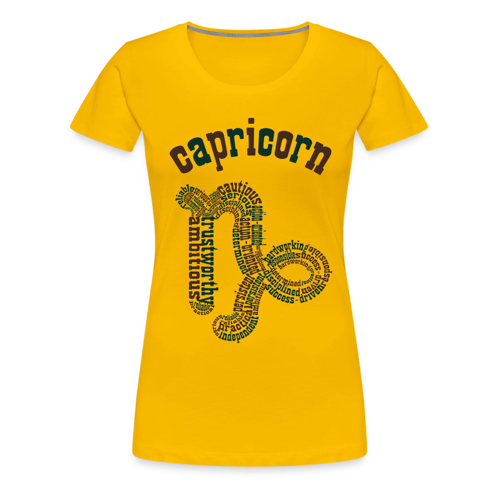 Women's Power Words Capricorn Premium T-Shirt - sun yellow