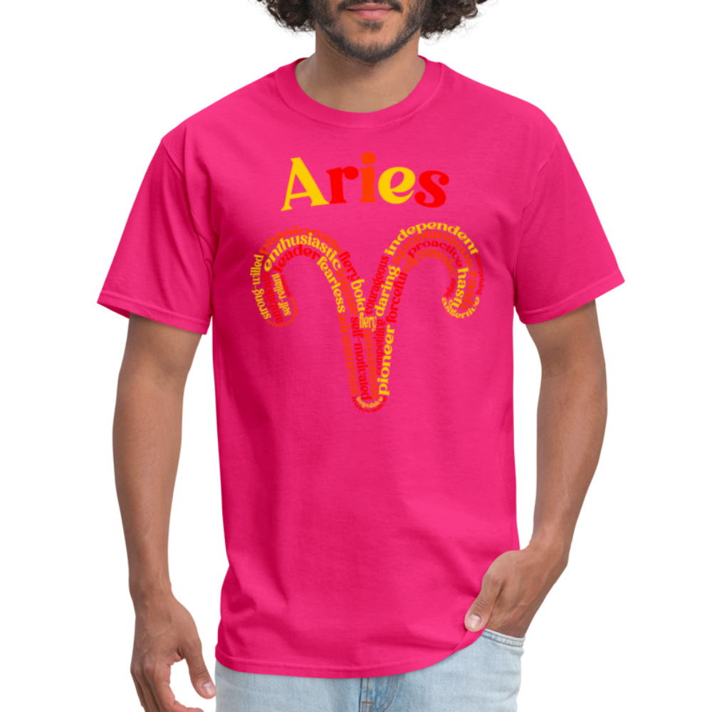 Men's Power Words Aries Classic T-Shirt - fuchsia