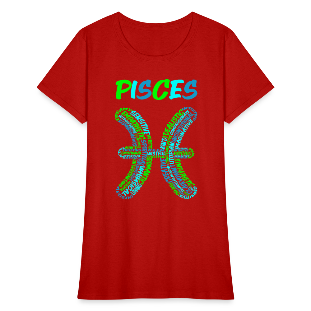 Women's Power Words Pisces T-Shirt - red