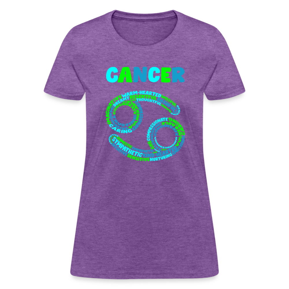 Women's Power Words Cancer T-Shirt - purple heather