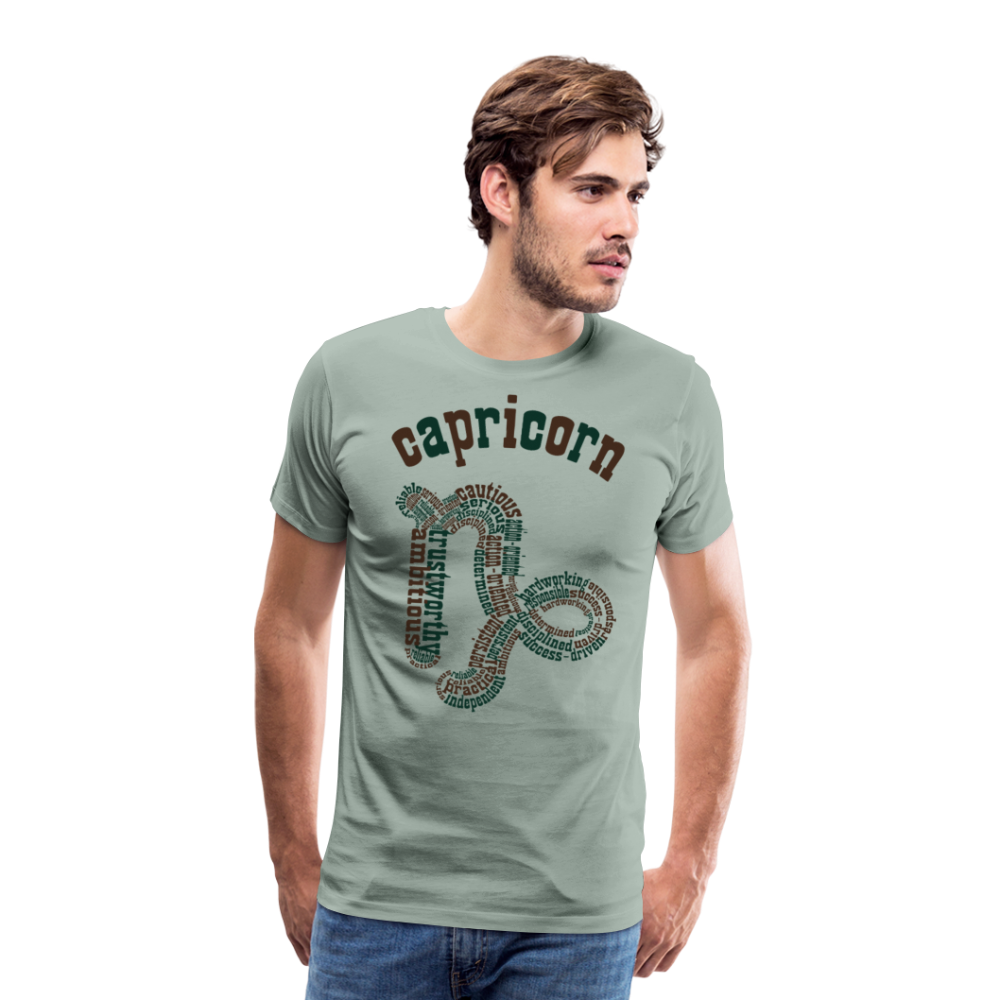 Men's Power Words Capricorn Premium T-Shirt - steel green