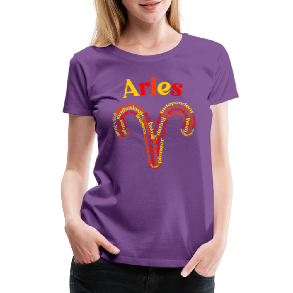 Women's Power Words Aries Premium T-Shirt - purple