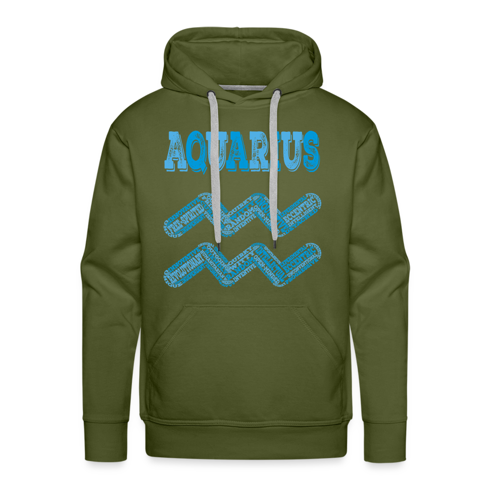 Men's Power Words Aquarius Premium Hoodie - olive green