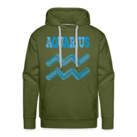 Thumbnail for Men's Power Words Aquarius Premium Hoodie - olive green