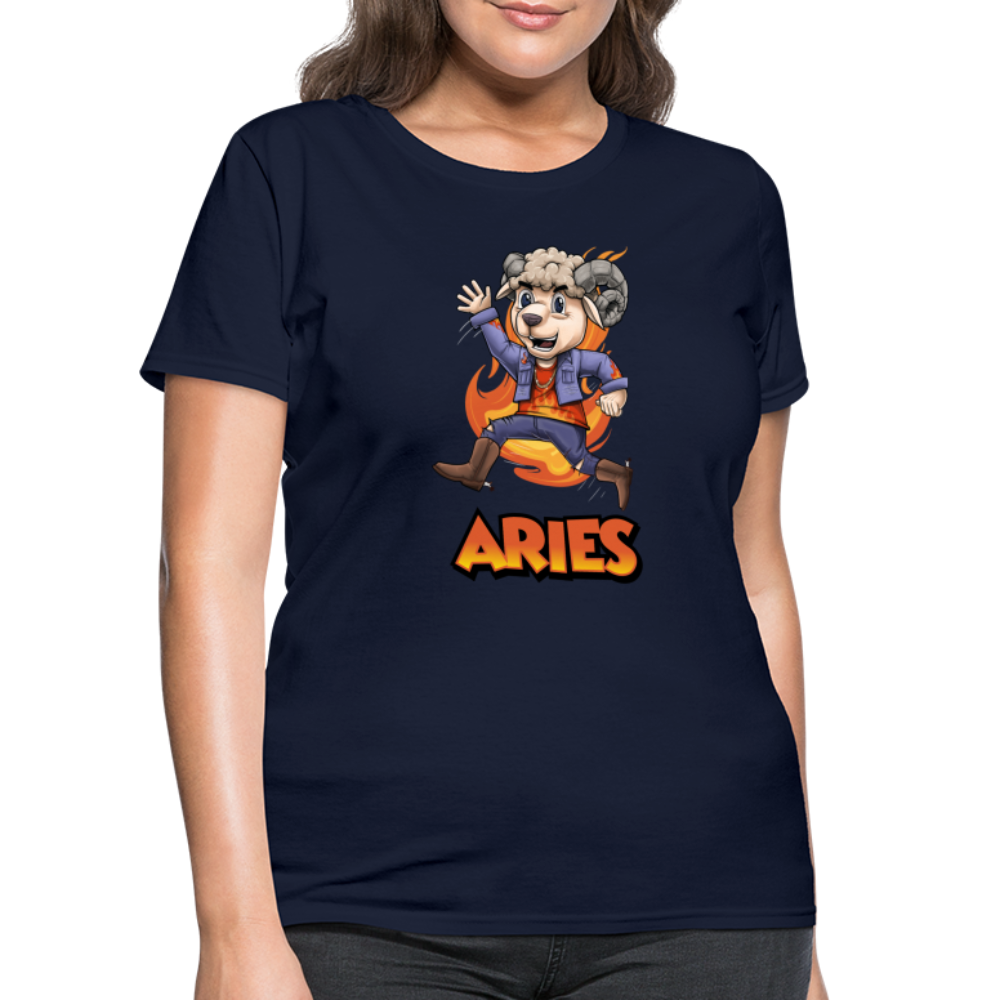 Women's Playful Aries T-Shirt - navy