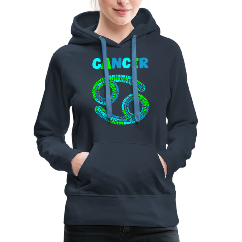 Women's Power Words Cancer Premium Hoodie - navy