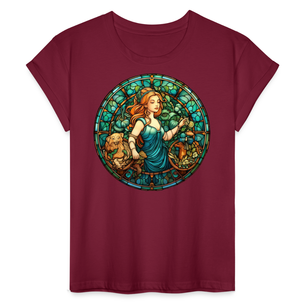 Women's Mosaic Virgo Relaxed Fit T-Shirt - burgundy