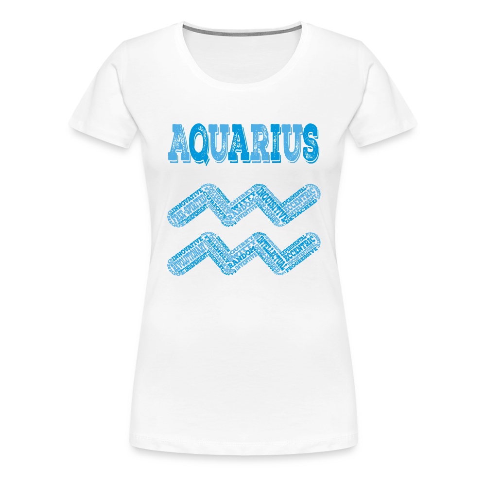 Women's Power Words Aquarius Premium T-Shirt - white