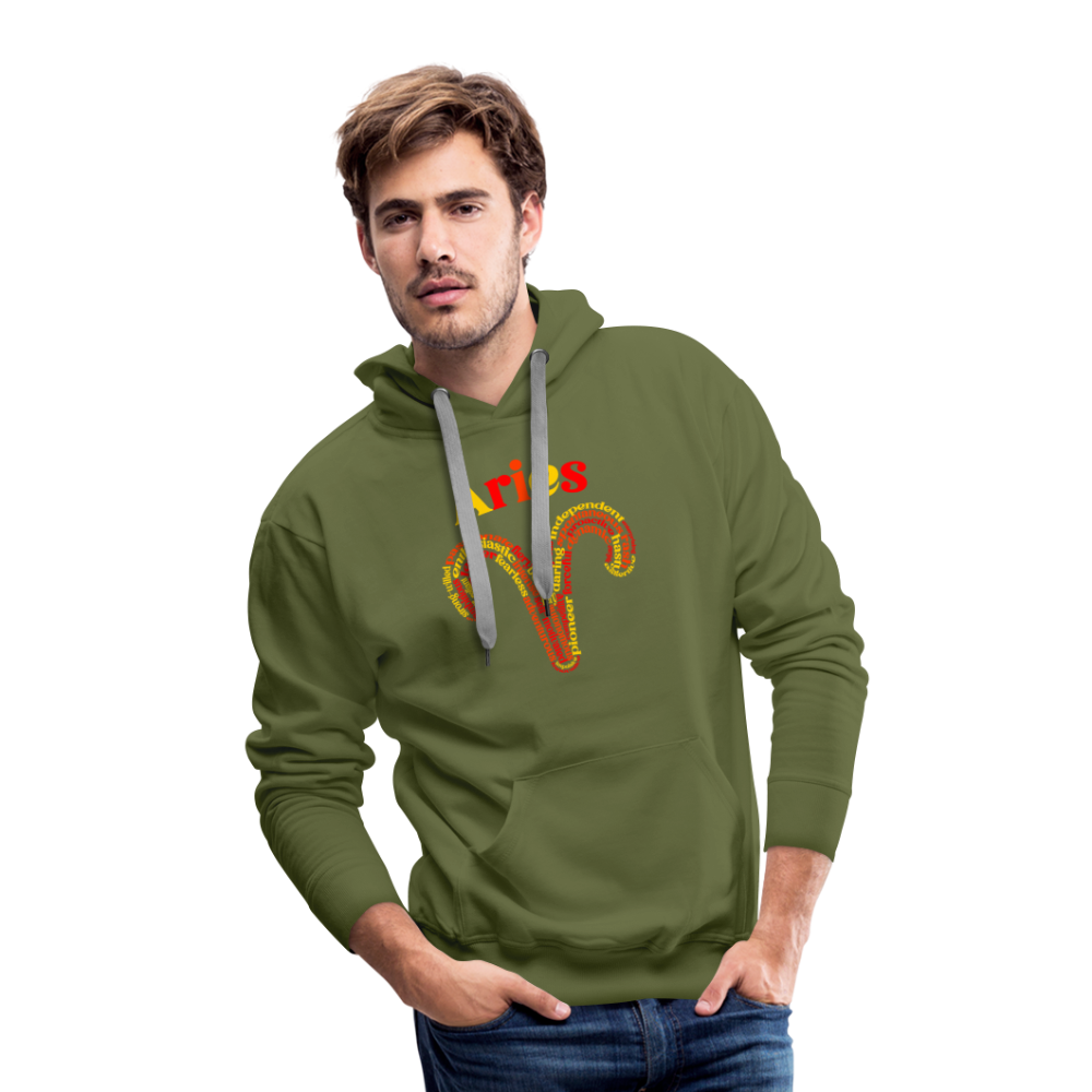 Men's Power Words Aries Premium Hoodie - olive green