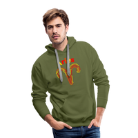 Thumbnail for Men's Power Words Aries Premium Hoodie - olive green