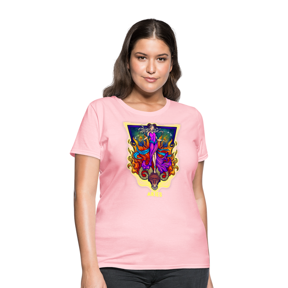 Women's Cosmic Aries Design T-Shirt - pink