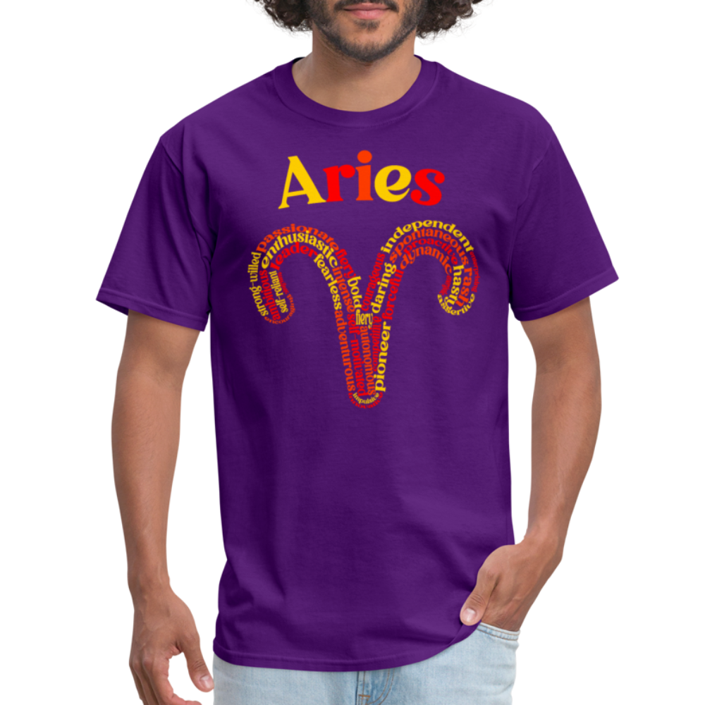 Men's Power Words Aries Classic T-Shirt - purple