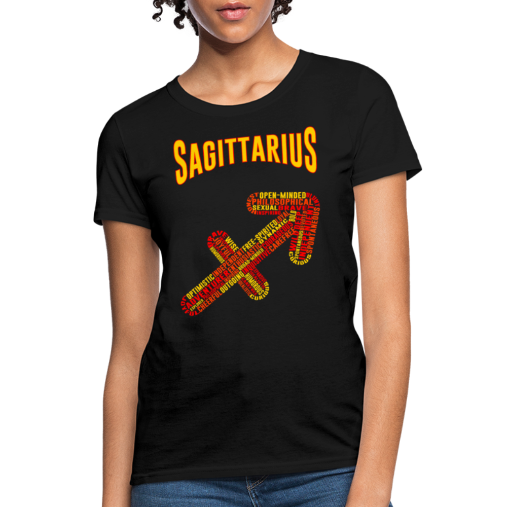 Women's Power Words Sagittarius T-Shirt - black