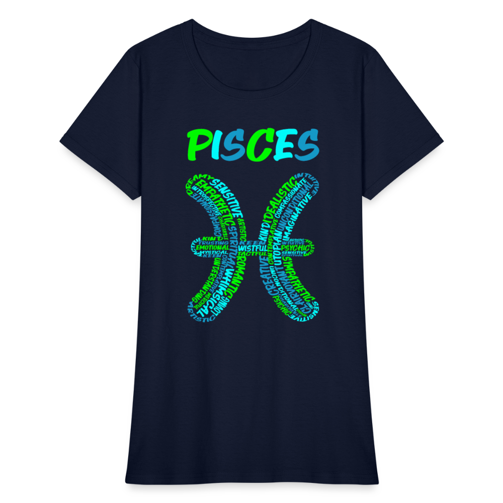 Women's Power Words Pisces T-Shirt - navy