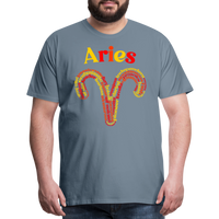 Thumbnail for Men's Power Words Aries Premium T-Shirt - steel blue