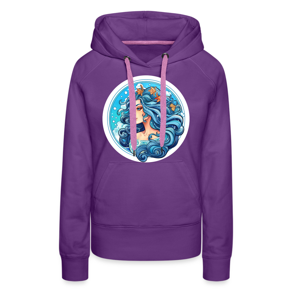 Women’s Symbol Aquarius Premium Hoodie - purple 