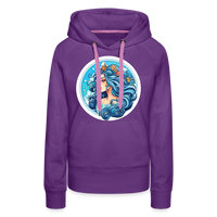 Thumbnail for Women’s Symbol Aquarius Premium Hoodie - purple 