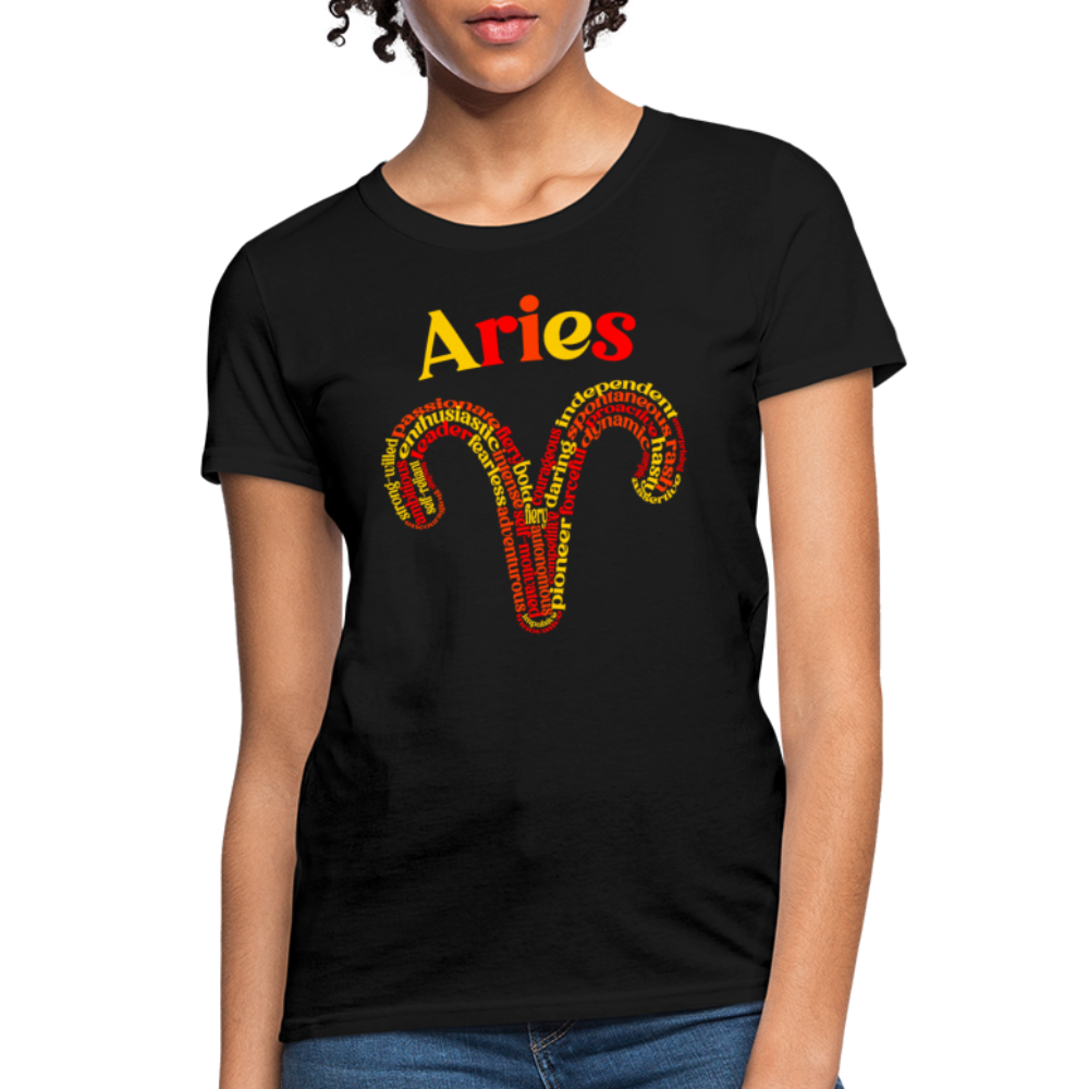 Women's Power Words Aries T-Shirt - black