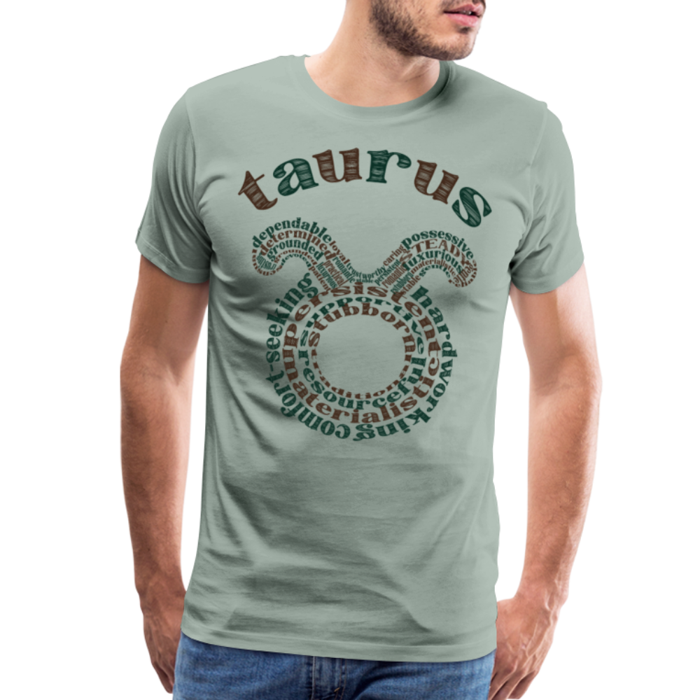 Men's Power Words Taurus Premium T-Shirt - steel green