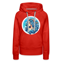 Thumbnail for Women’s Symbol Aquarius Premium Hoodie - red