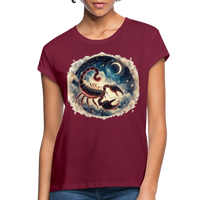 Thumbnail for Women's Mythical Scorpio Relaxed Fit T-Shirt - burgundy