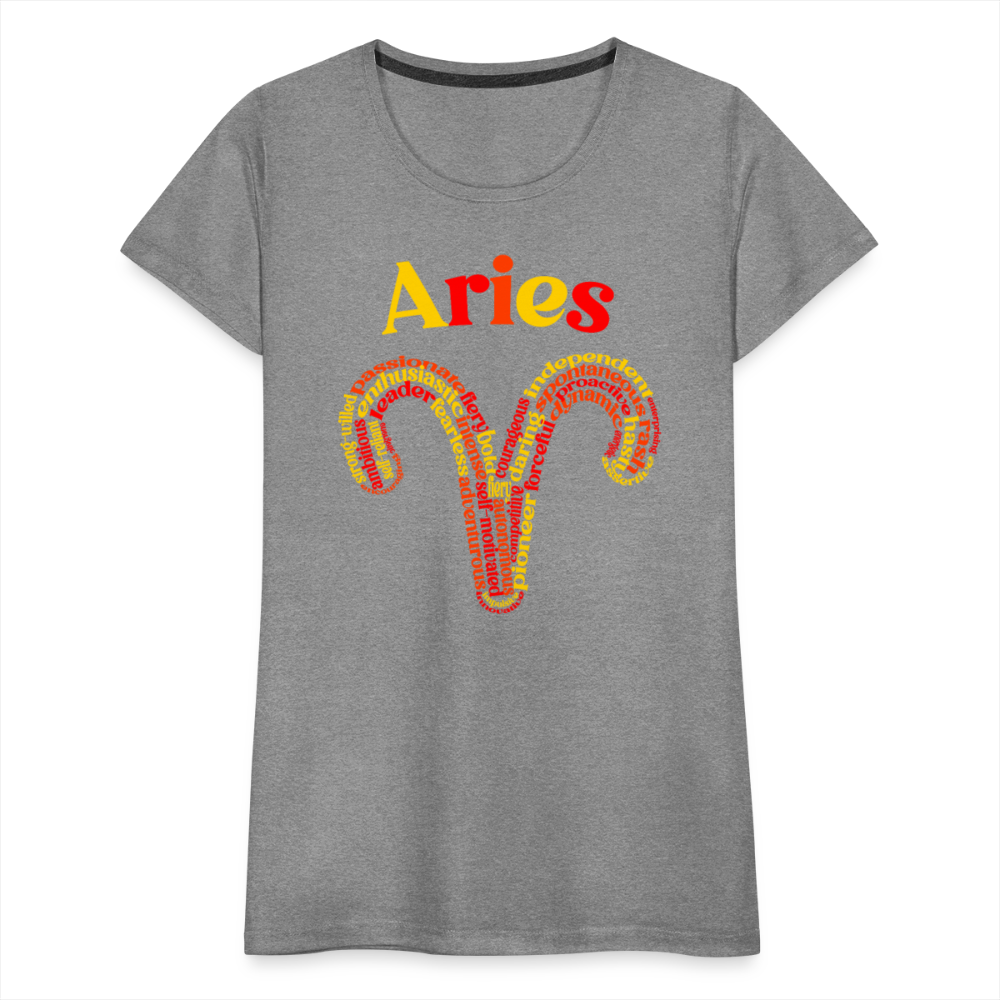 Women's Power Words Aries Premium T-Shirt - heather gray