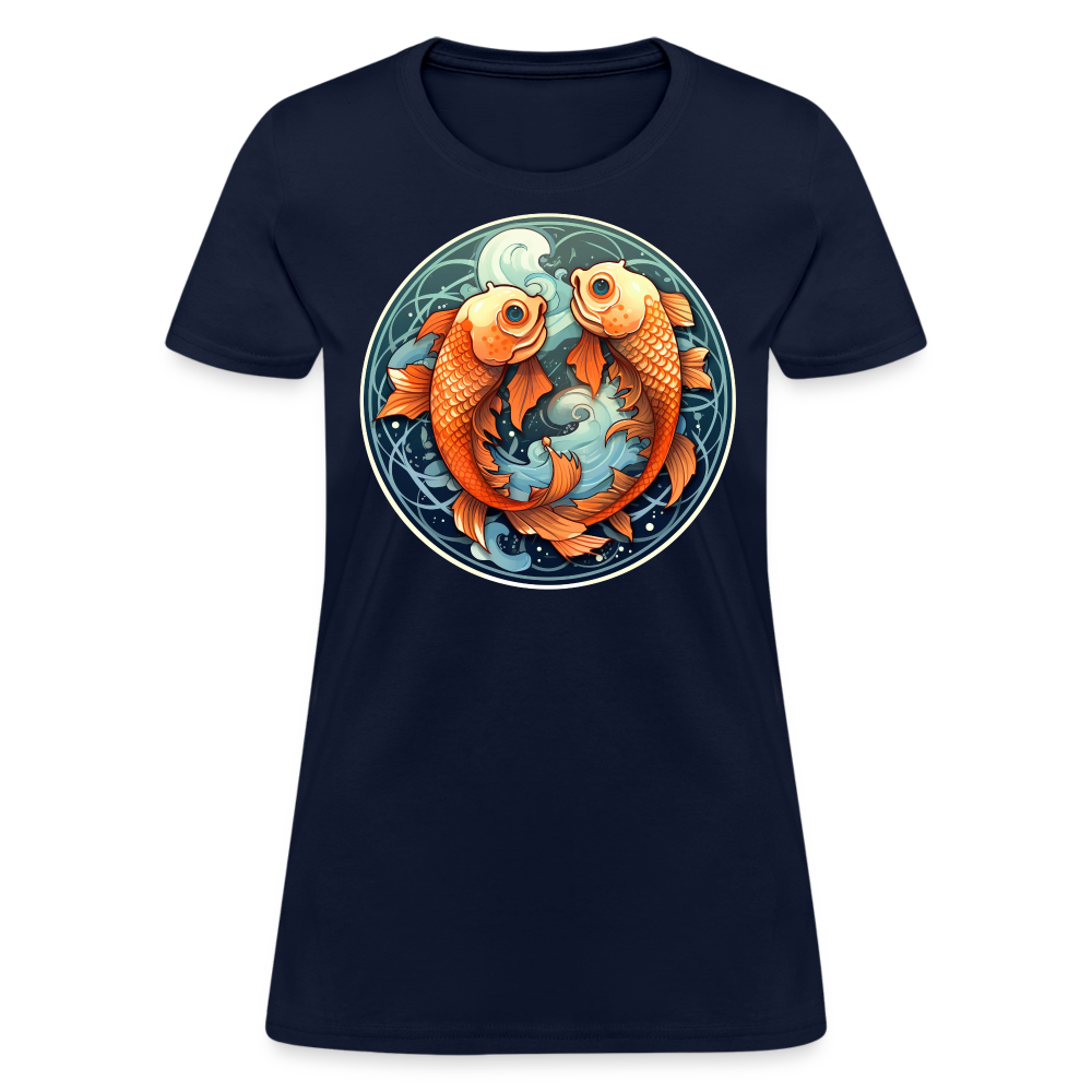 Women's Symbol Pisces T-Shirt - navy