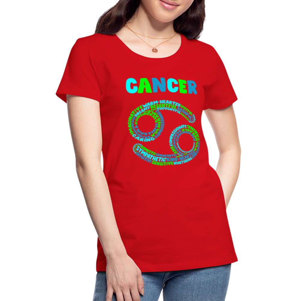 Women's Power Words Cancer Premium T-Shirt - red