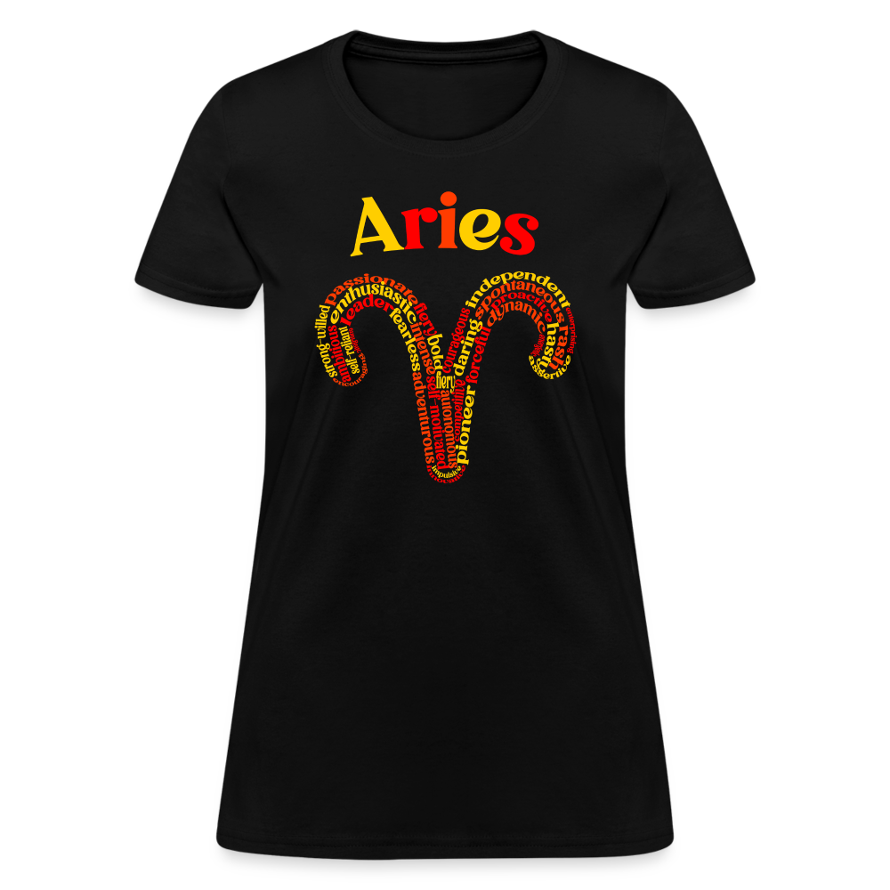 Women's Power Words Aries T-Shirt - black