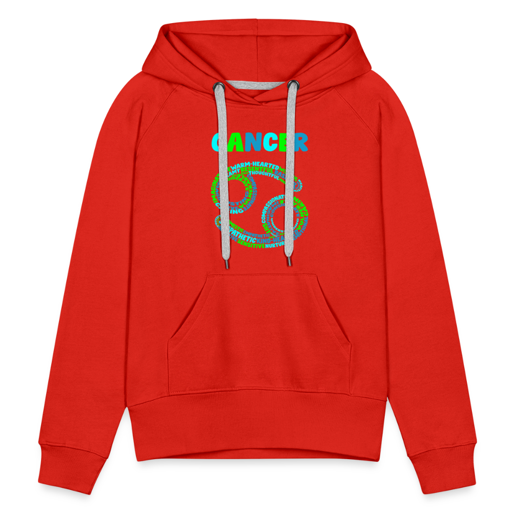 Women's Power Words Cancer Premium Hoodie - red