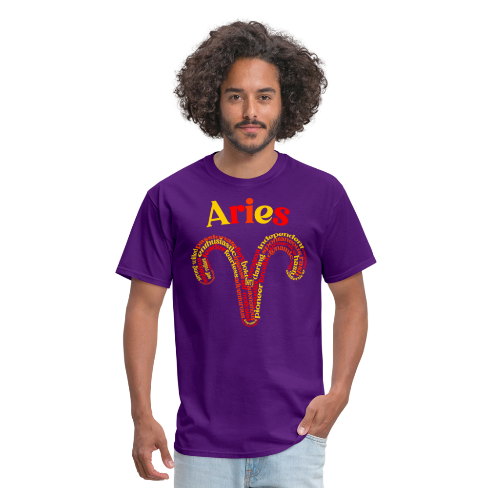 Men's Power Words Aries Classic T-Shirt - purple