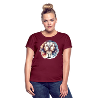 Thumbnail for Women's Mythical Gemini Relaxed Fit T-Shirt - burgundy