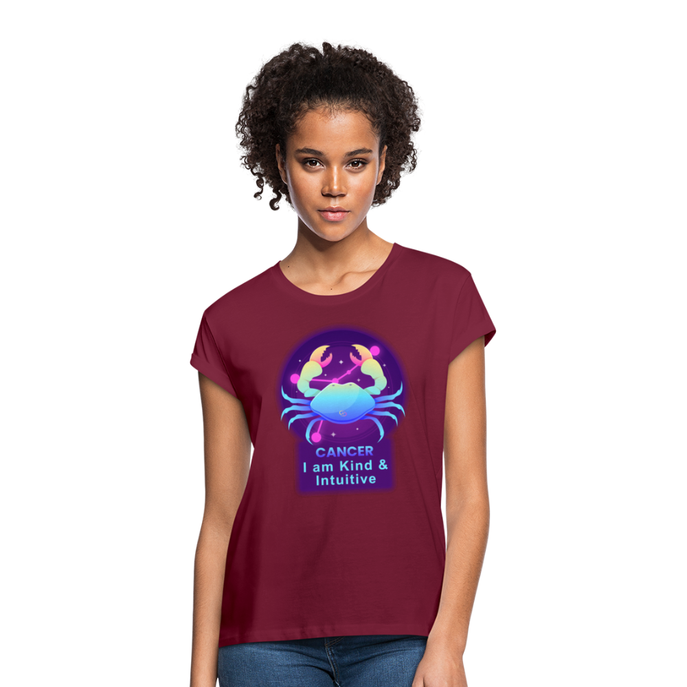 Women's Neon Cancer Relaxed Fit T-Shirt - burgundy